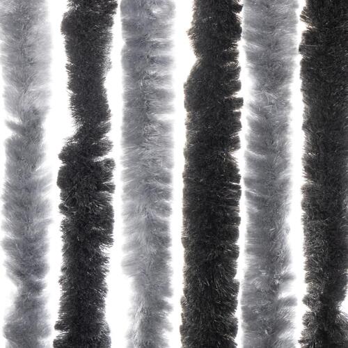Flueforhæng 118x220 cm chenille grå og sort