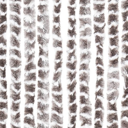 Flueforhæng 118 × 220 cm i chenille - gråbrun/hvid