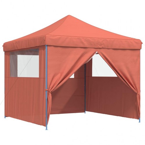 Foldbart pop-up festtelt med 4 sidevægge - terracotta, 292 × 292 cm