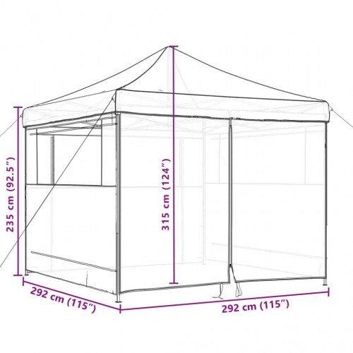 Foldbart pop-up festtelt med 4 sidevægge - terracotta, 292 × 292 cm