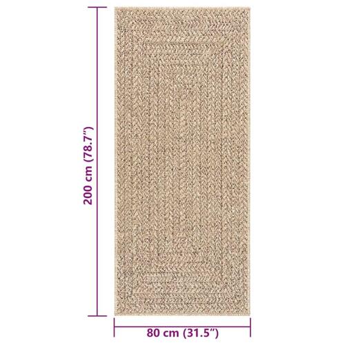 Gulvtæppe ZIZUR 80x200 cm jute-look indendørs og udendørs