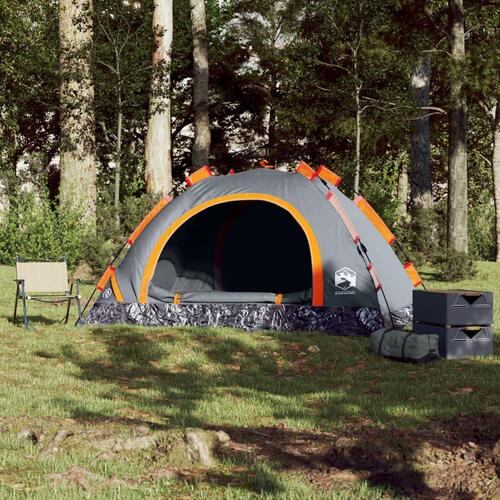 3-personers campingtelt quick-release grå og orange