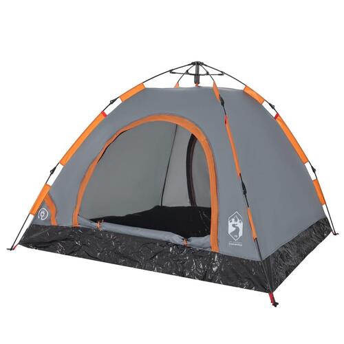 3-personers campingtelt quick-release grå og orange
