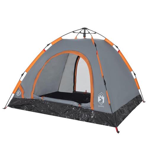 3-personers campingtelt quick-release grå og orange