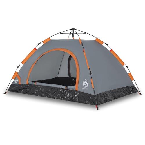 4-personers campingtelt quick-release grå og orange