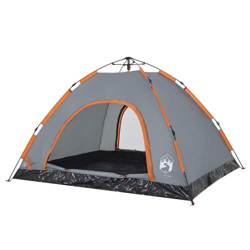 4-personers campingtelt quick-release grå og orange