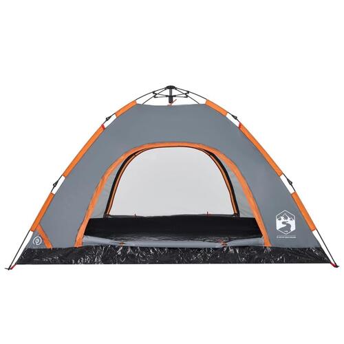 4-personers campingtelt quick-release grå og orange