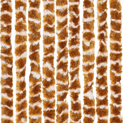 Flueforhæng 118×220 cm i chenille - okkergul/hvid