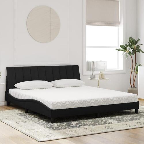 Seng med madras 180x200 cm velour sort