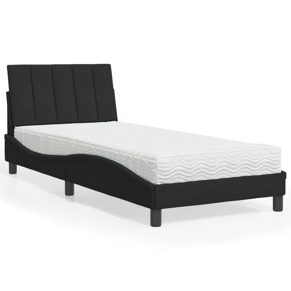 Seng med madras 80x200 cm velour sort