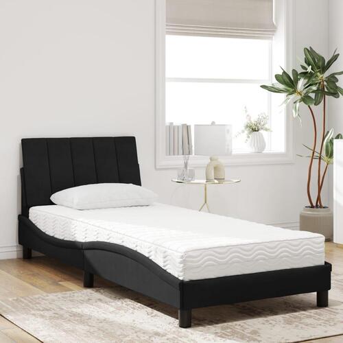 Seng med madras 80x200 cm velour sort