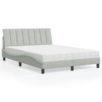 Seng med madras 140x200 cm velour lysegrå