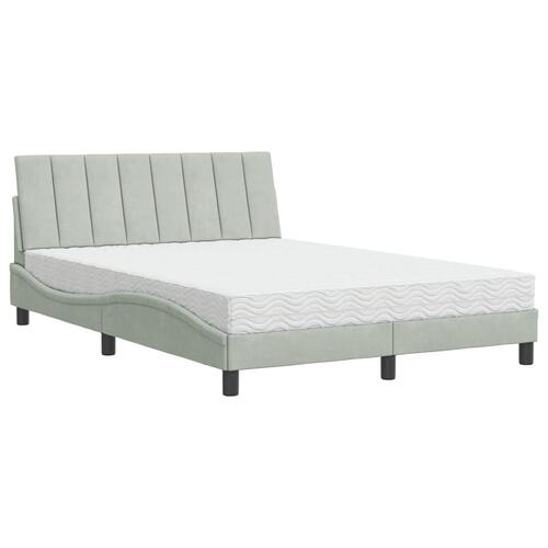 Seng med madras 140x200 cm velour lysegrå