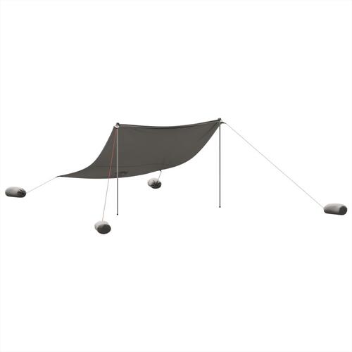 Strandbaldakin med sandankre 304x300 cm grå