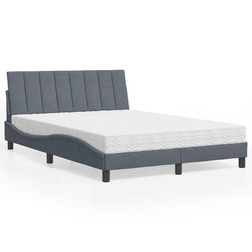 Seng med madras 140x200 cm velour mørkegrå
