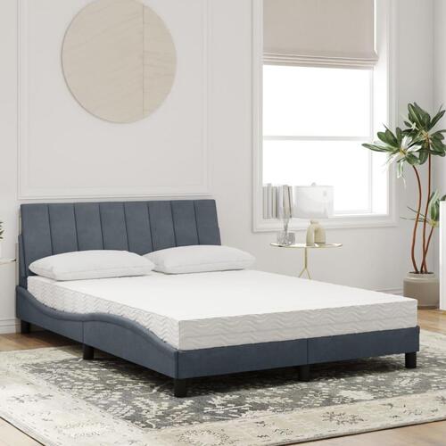 Seng med madras 140x200 cm velour mørkegrå