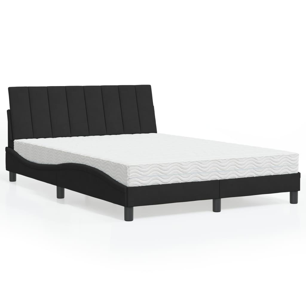 Seng med madras 140x200 cm velour sort