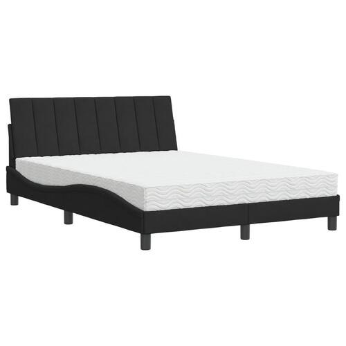 Seng med madras 140x200 cm velour sort