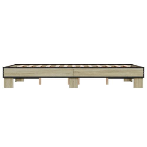 Sengestel 120x200 cm konstrueret træ og metal sonoma-eg
