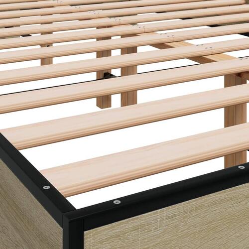 Sengestel 120x200 cm konstrueret træ og metal sonoma-eg
