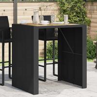 Havebord med akacietop 105x80x110 cm polyrattan sort