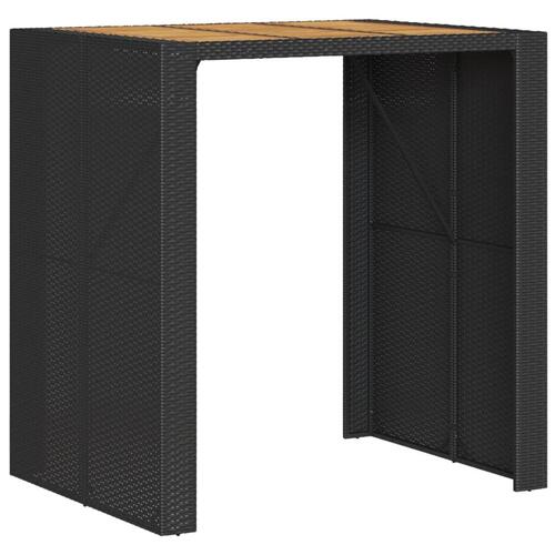 Havebord med akacietop 105x80x110 cm polyrattan sort