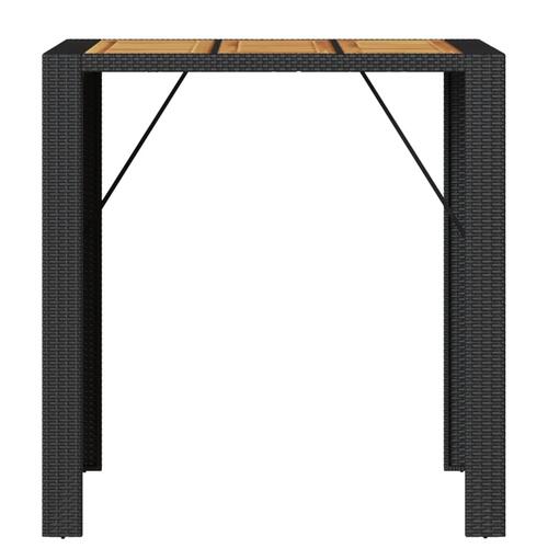Havebord med akacietop 105x80x110 cm polyrattan sort