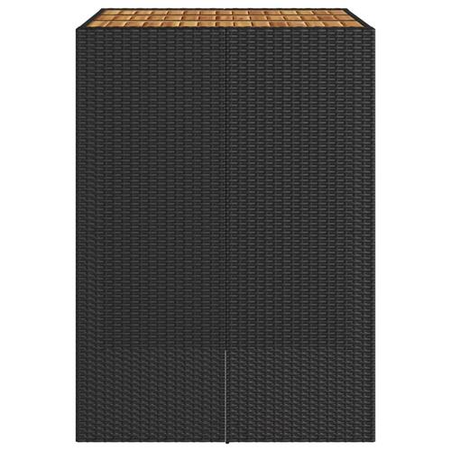Havebord med akacietop 105x80x110 cm polyrattan sort