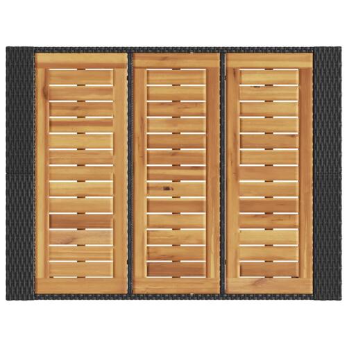 Havebord med akacietop 105x80x110 cm polyrattan sort