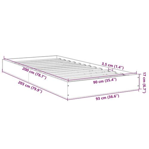 Sengeramme 90x200 cm uden madras konstrueret træ sonoma-eg