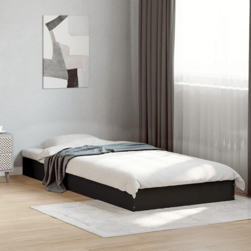Sengeramme 75×190 cm i konstrueret træ - sort, platformsseng