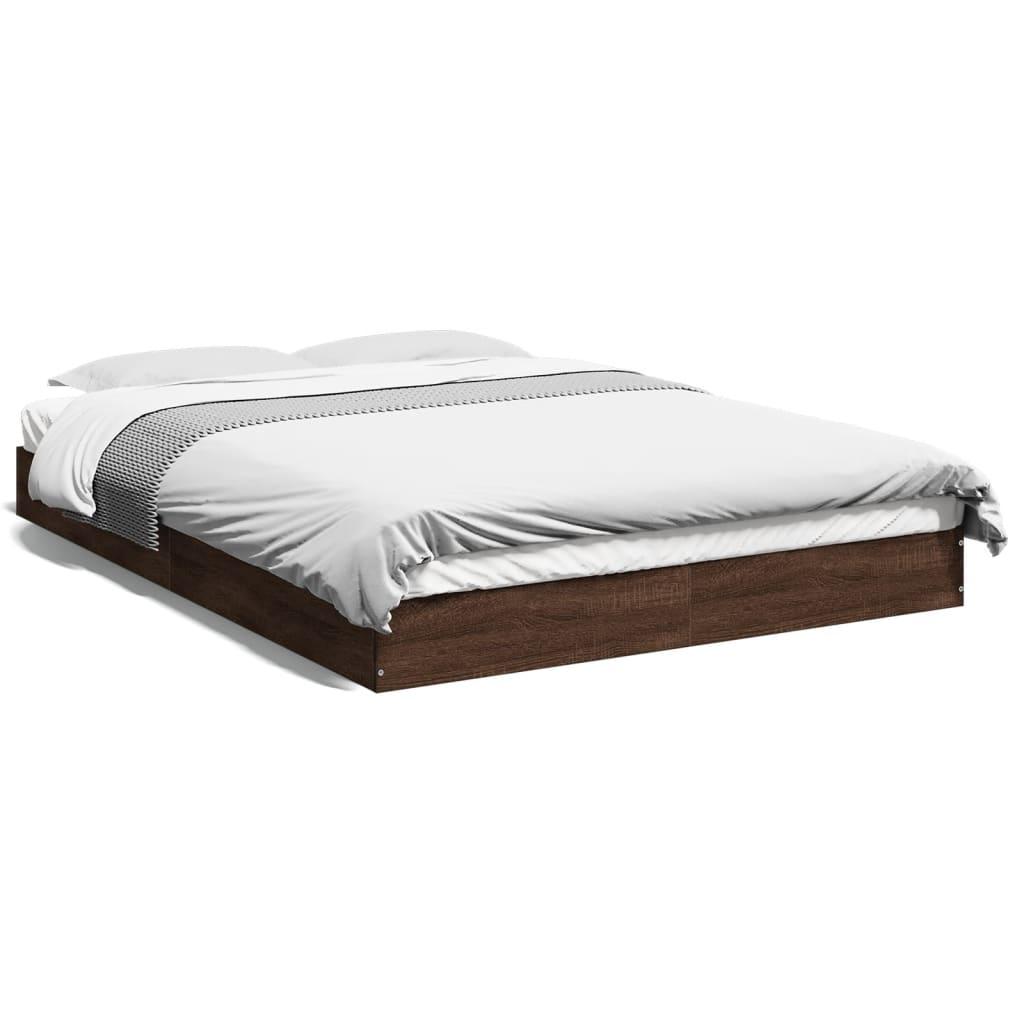 Sengeramme 140x200 cm uden madras konstrueret træ brunt eg