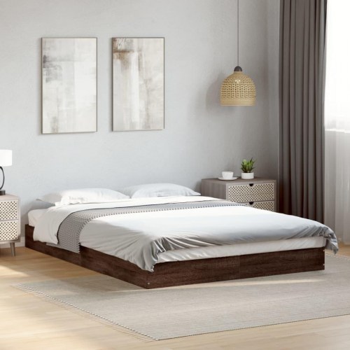 Sengeramme 140x200 cm uden madras konstrueret træ brunt eg