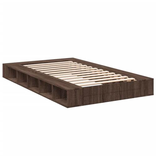 Sengestel 135x190 cm konstrueret træ brun eg