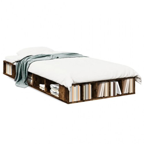 Sengeramme 90x190 cm konstrueret træ røget egetræsfarve