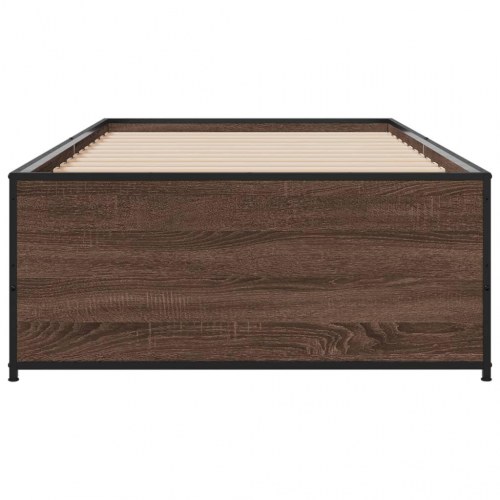 Sengeramme 75x190 cm konstrueret træ og metal brun egetræsfarve