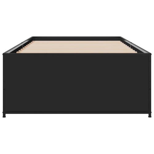Sengeramme 100x200 cm konstrueret træ og metal sort