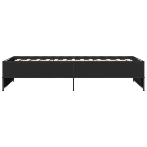 Sengeramme 100x200 cm konstrueret træ og metal sort