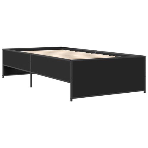 Sengeramme 100x200 cm konstrueret træ og metal sort