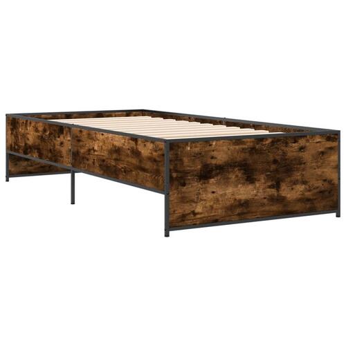 Sengeramme 90x200 cm konstrueret træ og metal røget eg