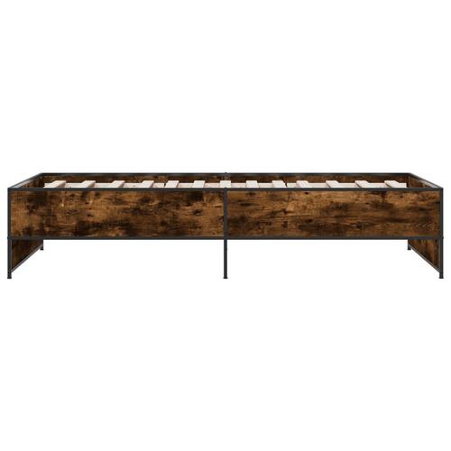 Sengeramme 90x200 cm konstrueret træ og metal røget eg