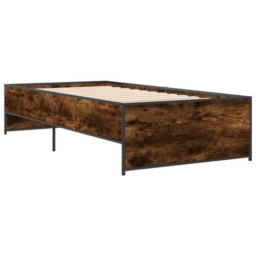 Sengeramme 90x200 cm konstrueret træ og metal røget eg