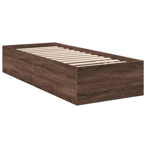 Sengeramme 75x190 cm uden madras konstrueret træ brunt eg