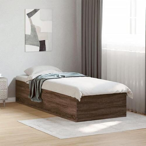 Sengeramme 75x190 cm uden madras konstrueret træ brunt eg