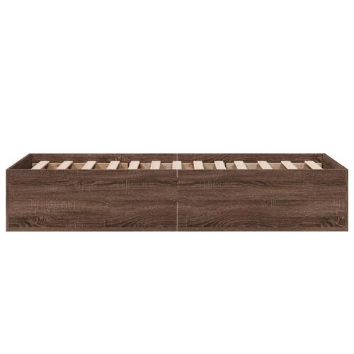 Sengeramme 75x190 cm uden madras konstrueret træ brunt eg