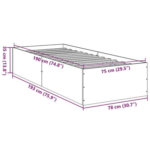 Sengeramme 75x190 cm konstrueret træ brun egetræsfarve