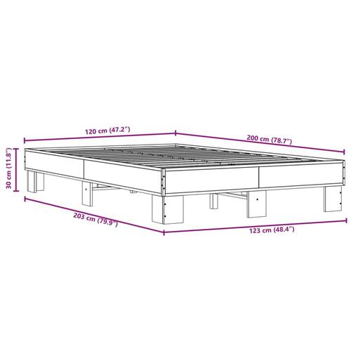 Sengestel 120x200 cm konstrueret træ og metal grå sonoma-eg