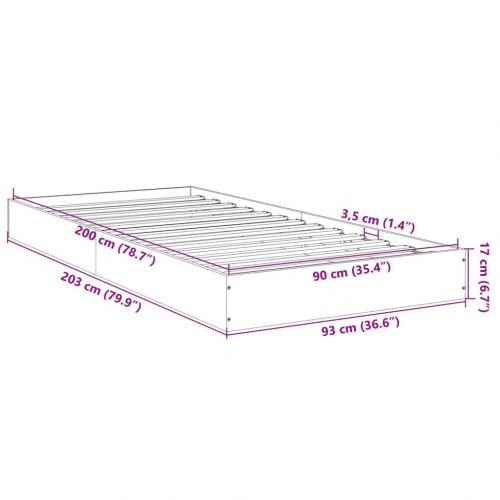 Sengeramme 90x200 cm konstrueret træ grå sonoma-eg