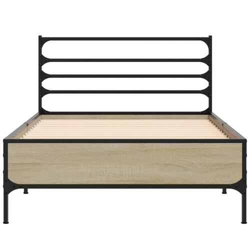 Sengeramme 100x200 cm konstrueret træ og metal sonoma-eg