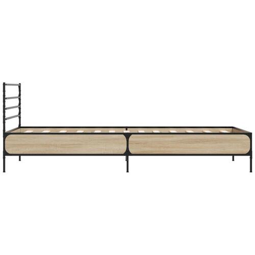 Sengeramme 100x200 cm konstrueret træ og metal sonoma-eg
